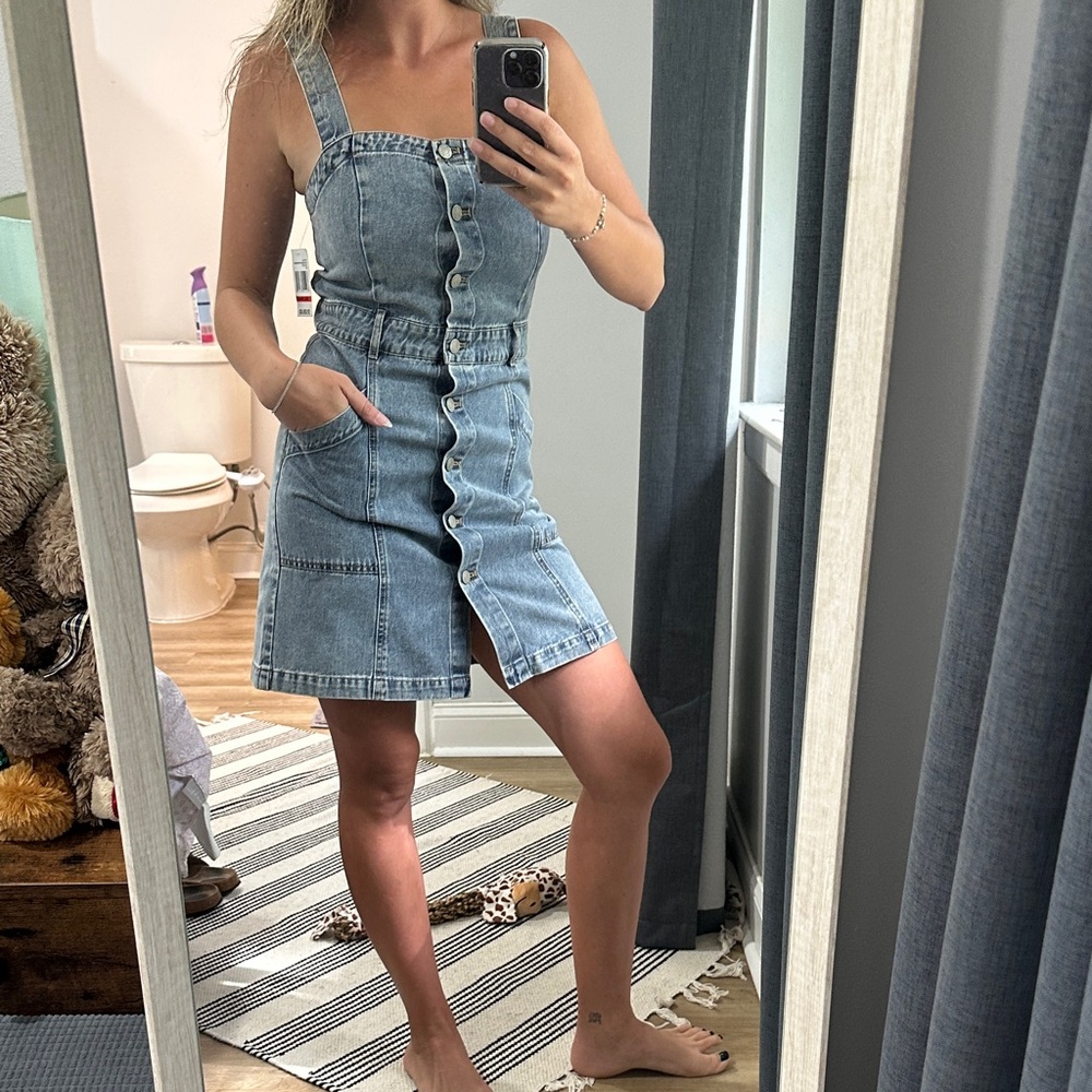 Denim Button-Front Dress